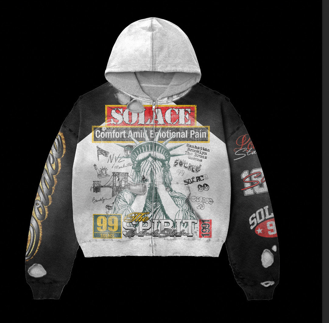 Black/White Zip-Up Jacket